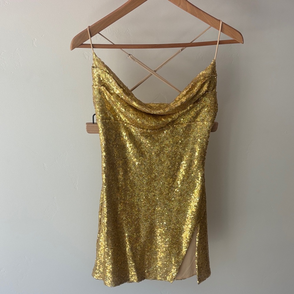Lucy in the Sky Shimmering Gold Sequin Dress